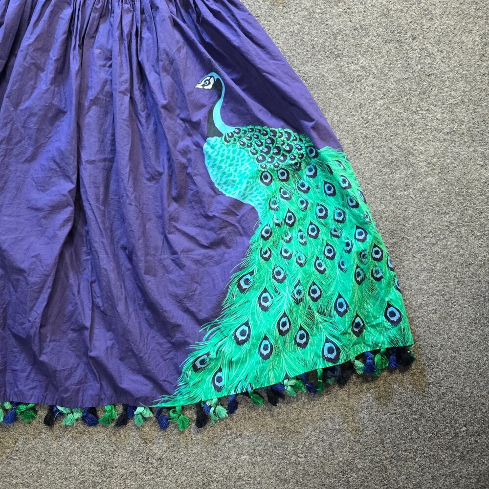 Kate Spade Dress Womens Size 6 Blue Green Peacock Tassels A Line Boho Casual - Picture 3 of 11